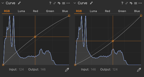 Curve settings for dodge and burn layers in Capture One